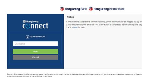 hong leong bank connect first login